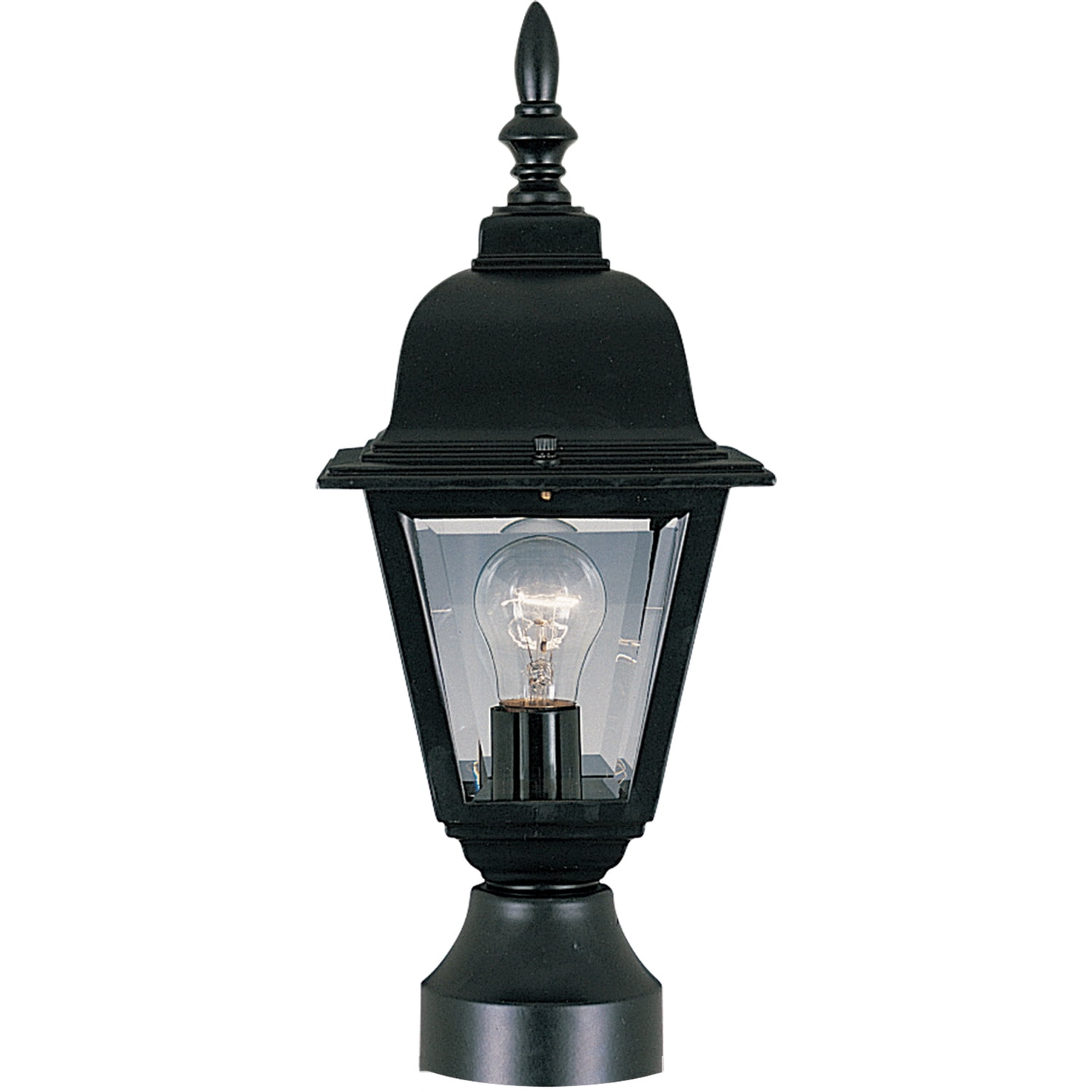 Black Aluminum 16" Outdoor Post Light with Clear Glass