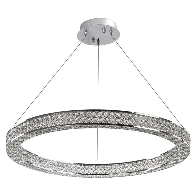 Eternity 30'' Chrome Crystal LED Drum Pendant Light