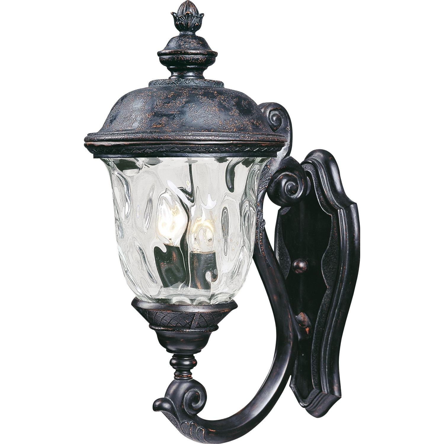 Oriental Bronze 2-Light Outdoor Wall Lantern with Water Glass