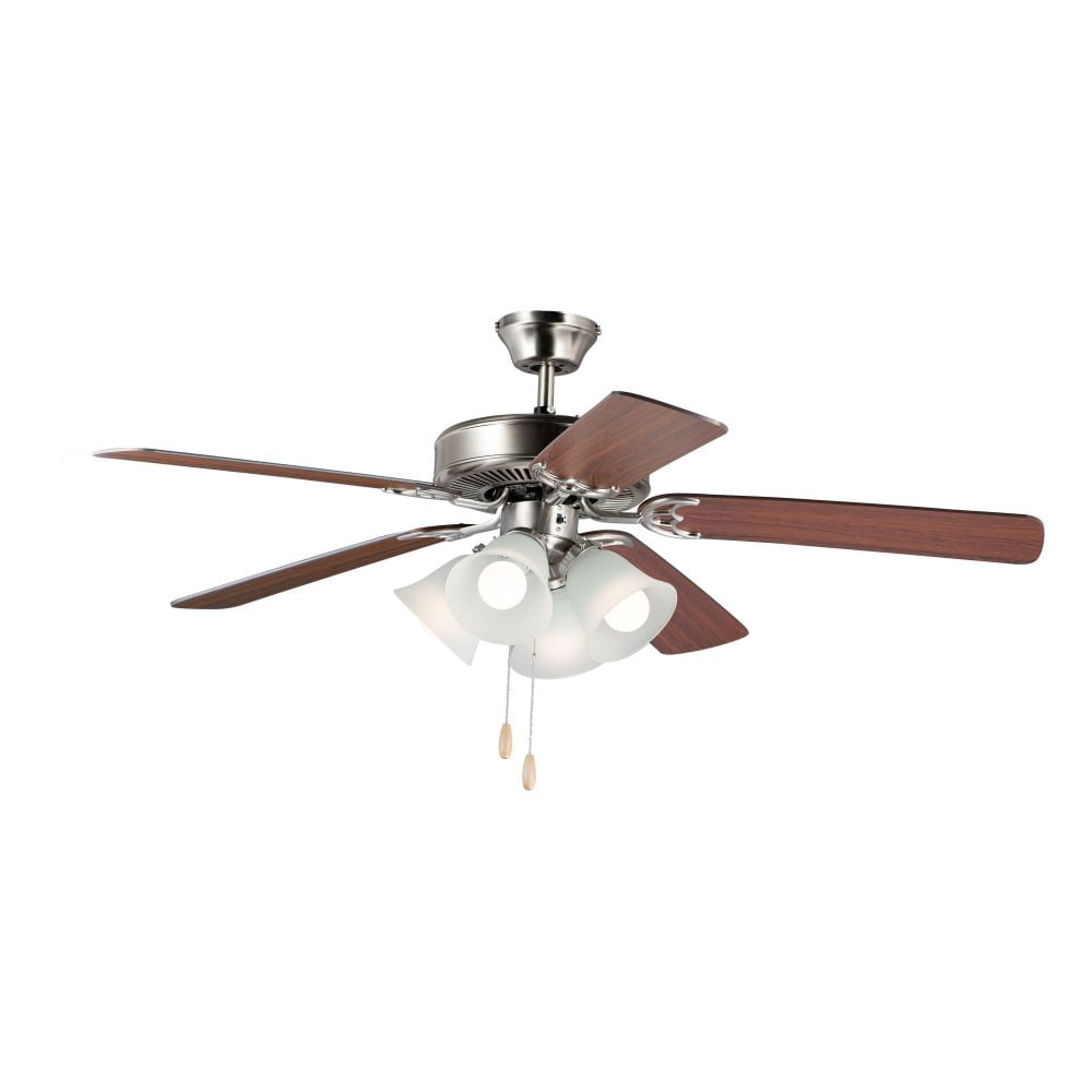 89907FTSNWP Maxim Lighting Basic-Max-Indoor Ceiling Fan with Light Kit I in  style-52 Inches wide by 18.25 inches high-Satin Nickel/Walnut/Pecan