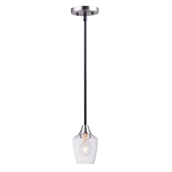 Maxim 96120CLBKSN 5 in. Goblet One-Light Mini Pendant Ceiling Light, Black & Satin Nickel