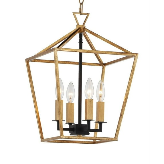25152GLTXB-Maxim Lighting-Abode-Four Light Chandelier-12 Inches wide by 18 inches high-Gold Leaf/Textured Black Finish -Traditional Installation