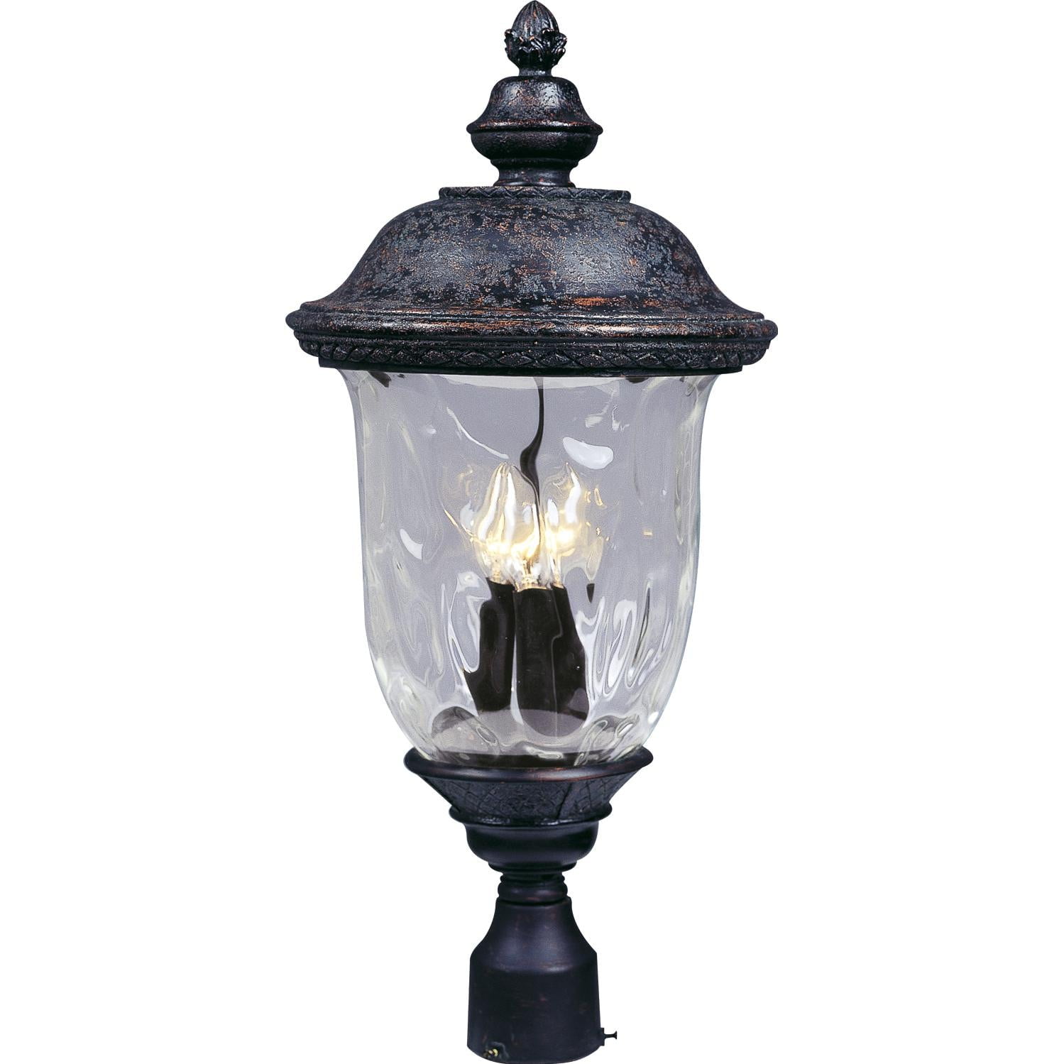 Oriental Bronze 26-Inch Outdoor Post Light with Water Glass Shade