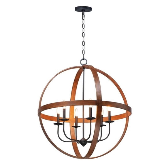Maxim Compass 6-Light Pendant - Antique Pecan / Black - 27576APBK