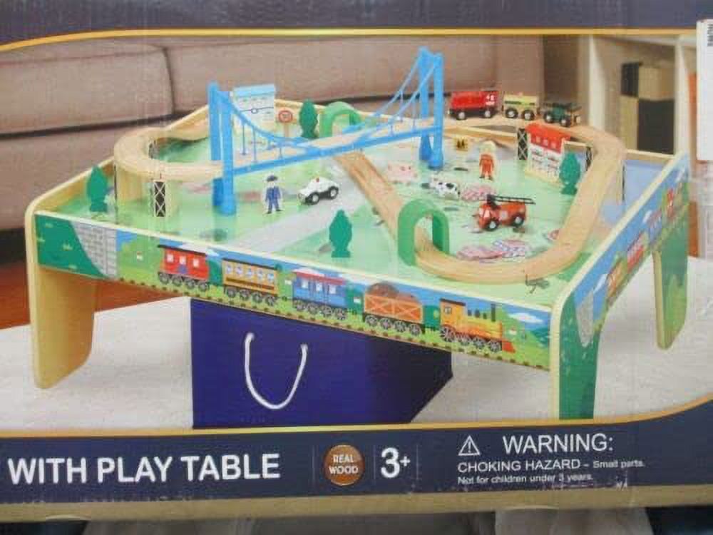 Maxim Enterprise Kids 50Piece Wood Train Table Set, Railroad Activity