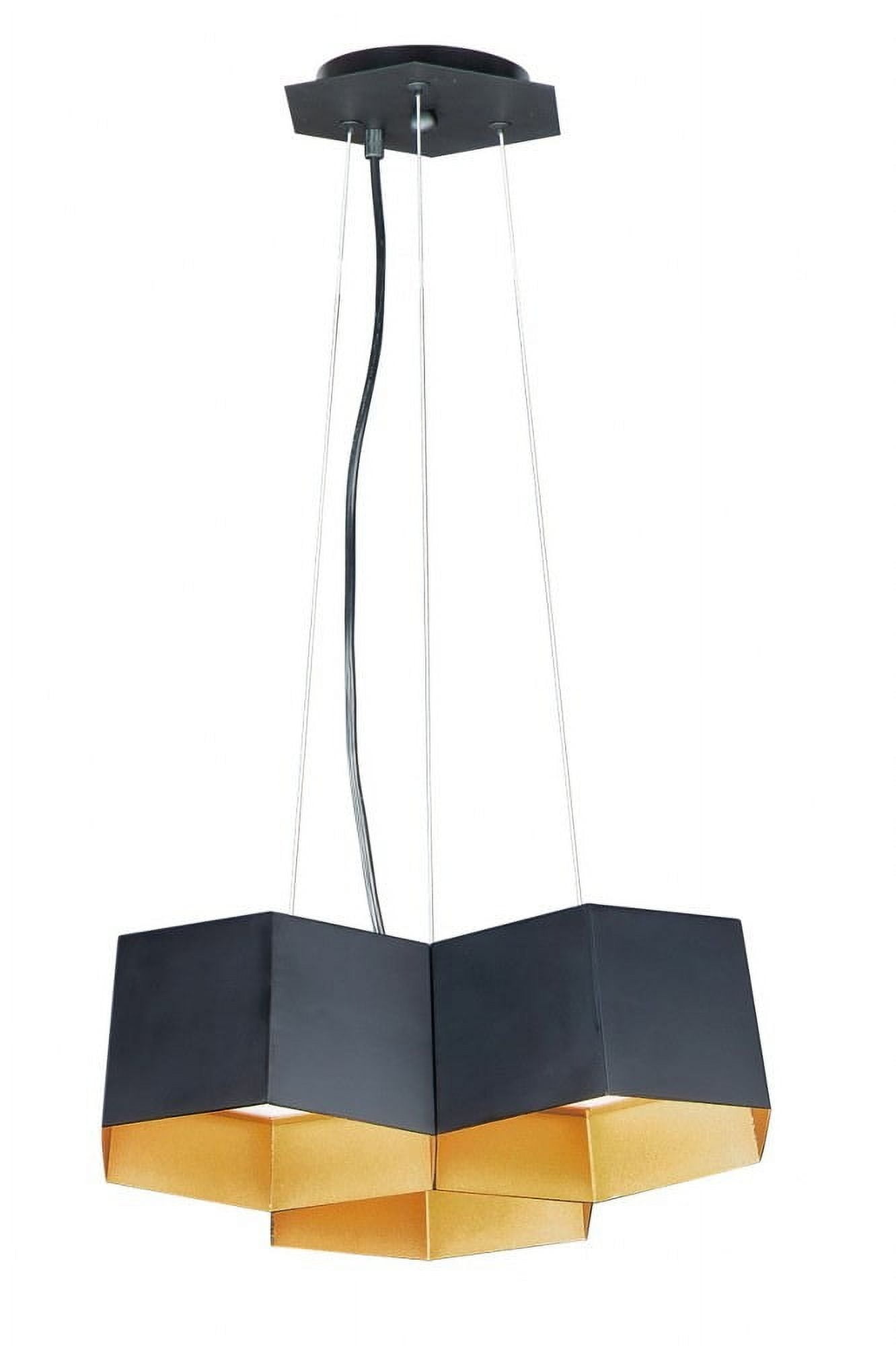 Black and Gold Steel Hexagonal LED Chandelier