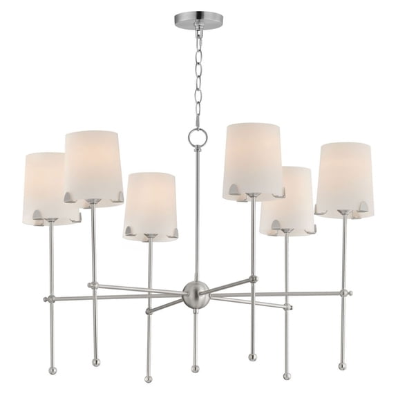 32366WTSN Maxim Lighting Huntington - 6 Light Chandelier-32 Inches Tall and 34 Inches Wide-Satin Nickel Finish -Traditional Installation