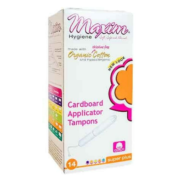 Maxim Hygiene Organic Cardboard Applicator Tampons, Super Plus, 14