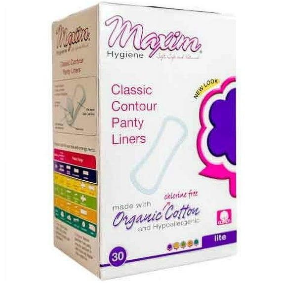 Maxim Hygiene Organic Contour Pantiliners, Light Flow, 30 count