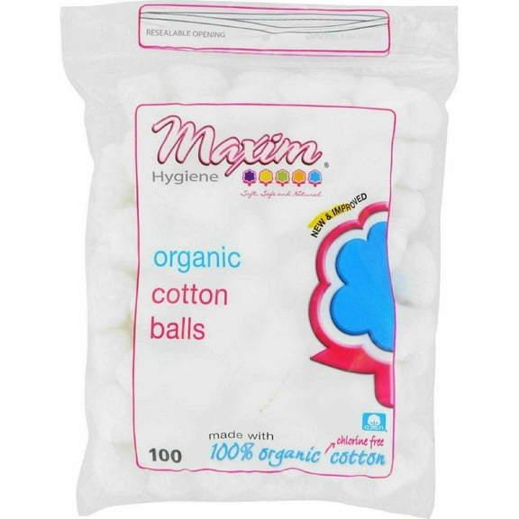 Maxim Hygiene Product 100% Organic Cotton Balls Allergy Free, 100ct, 4-Pack