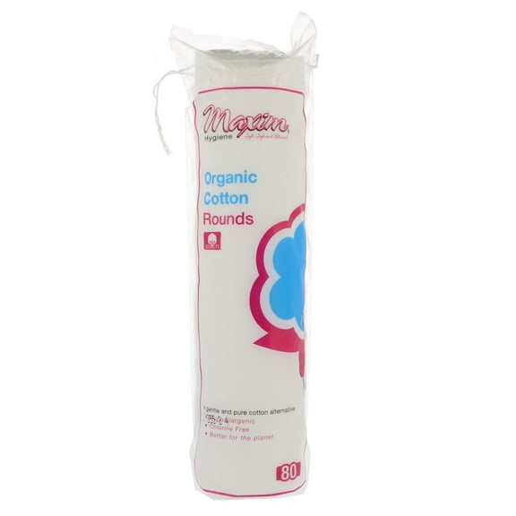 Maxim Hygiene Product 100% Organic Cotton Rounds, Hypo-Allergenic, 80ct