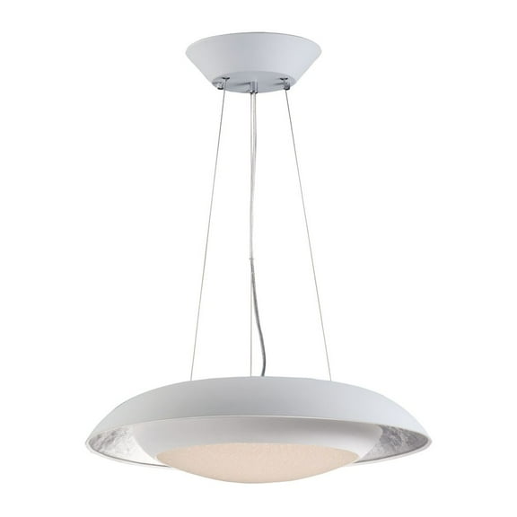 35075CYSLWT Maxim Lighting Iris-Pendant 1 Light-23.5 Inches wide by 6 inches high-Silver Leaf/White Finish