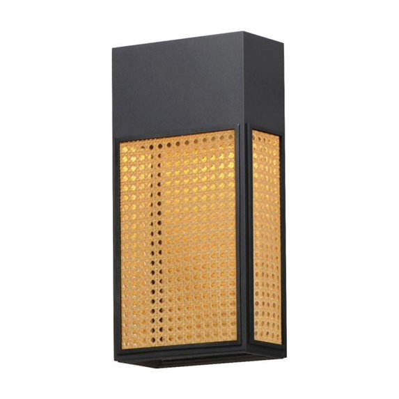 Maxim Lattice 54804RABK LED Outdoor Wall Sconce Light Fixture - Rattan, Black (OPEN BOX)