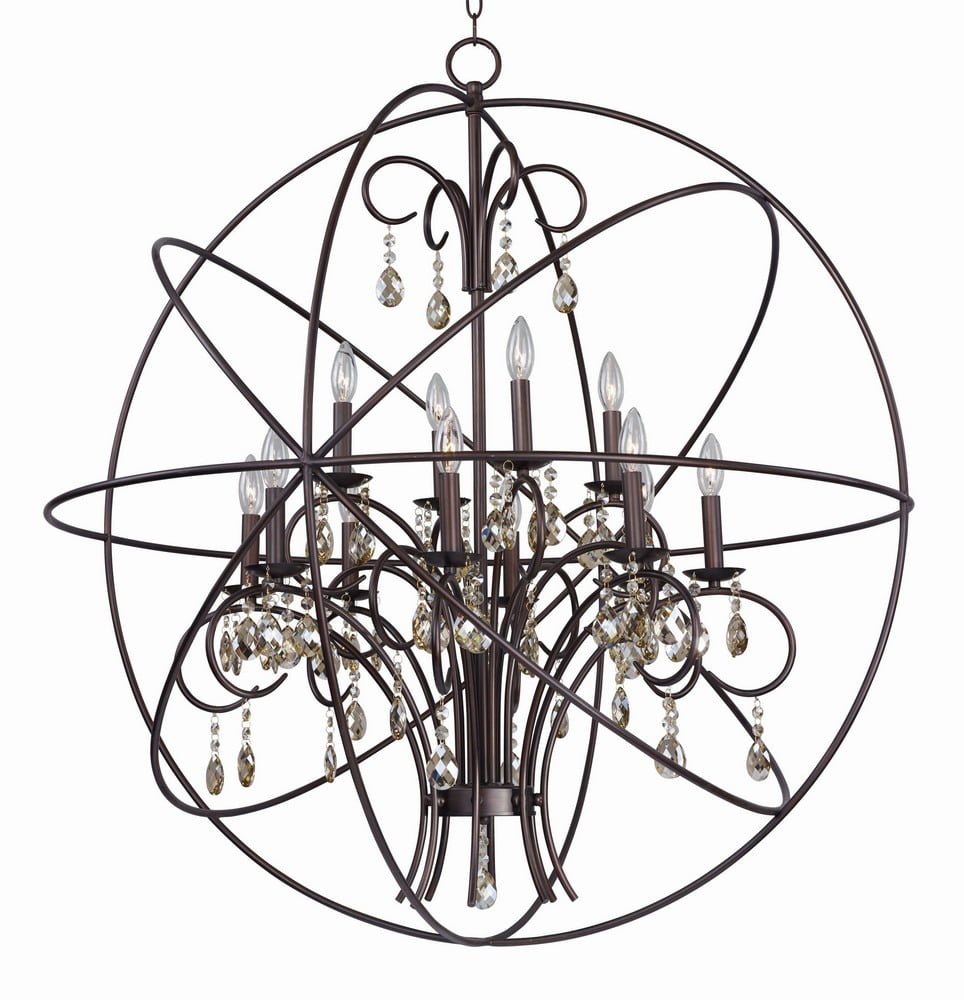Oil Rubbed Bronze and Crystal 12-Light Spherical Chandelier