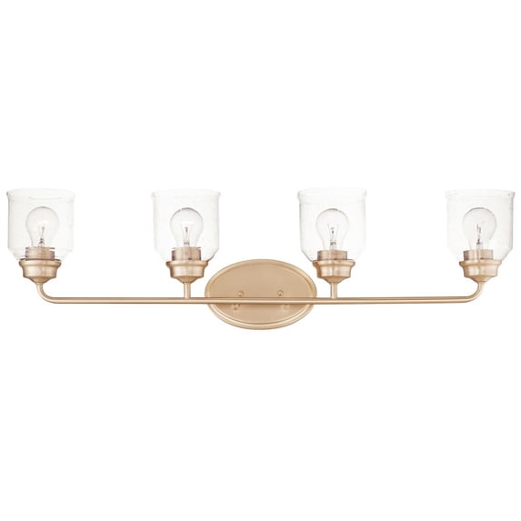 -Bath Vanity Light-Bell Shaped Glass Shades-10.5 Inches High-Heritage Finish-4 Bulb Count Maxim Lighting 12264Cdhr