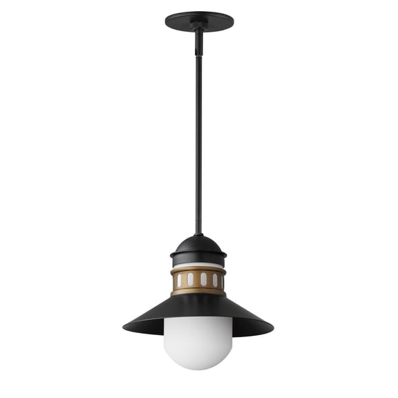 35121SWBKAB-Maxim Lighting-Admiralty - 1 Light Outdoor Pendant-11.75 Inches Tall and 12 Inches Wide-Black/Antique Brass Finish