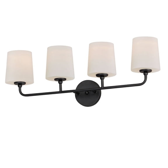 Bristol 4 - Light Black Modern / Transitional Incandescent Glass And Steel Wall Sconce