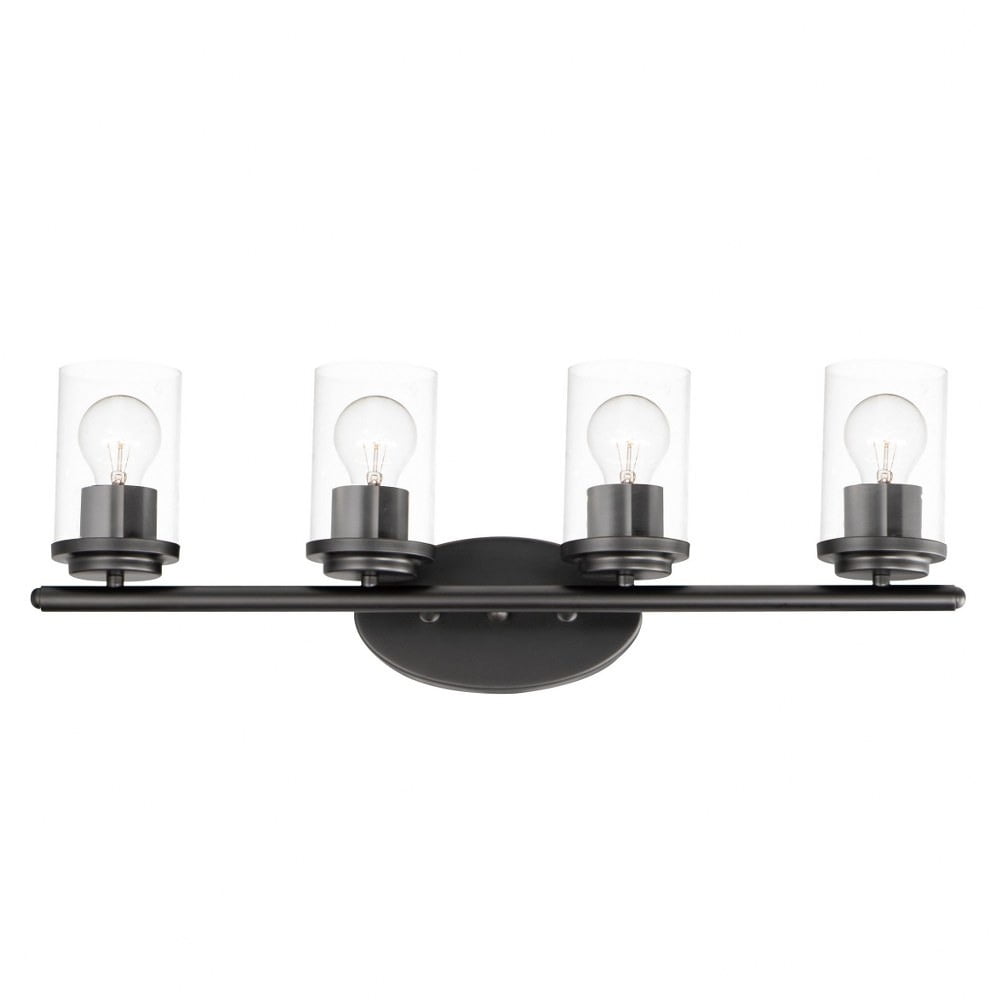Black Glass 4-Light Outdoor Dimmable Vanity Fixture