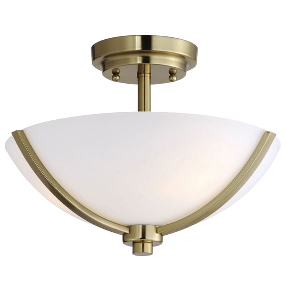 Deven 3 - Light Satin Brass Brass Modern / Transitional Incandescent Glass And Steel Flush Mount Light