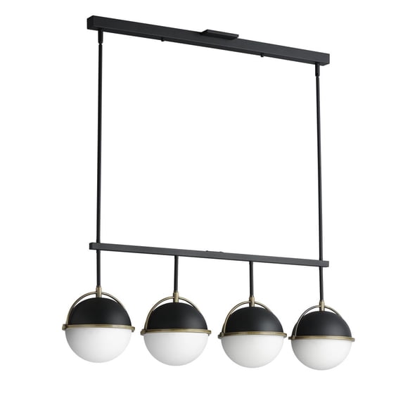 12414SWBKWBR-Maxim Lighting-Duke - 4 Light Linear Pendant-14.75 Inches Tall and 8.75 Inches Wide-Black/Weathered Brass Finish