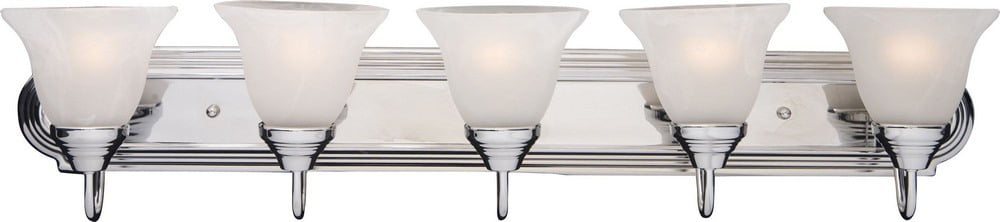 Polished Chrome 36" 5-Light Vanity with Marble Glass Shades
