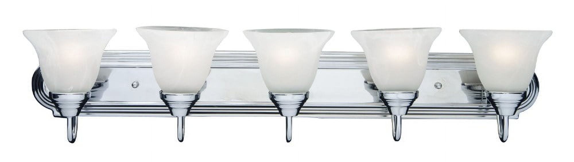 Polished Chrome 36" 5-Light Vanity with Marble Glass Shades