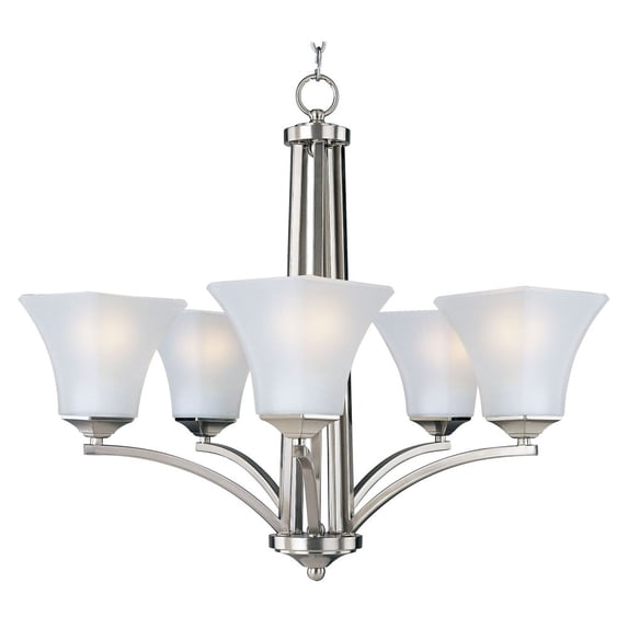 20095FTSN Maxim Lighting Aurora-5 Light Chandelier in Contemporary style-26 Inches wide by 23.5 inches high-Satin Nickel Finish -Traditional