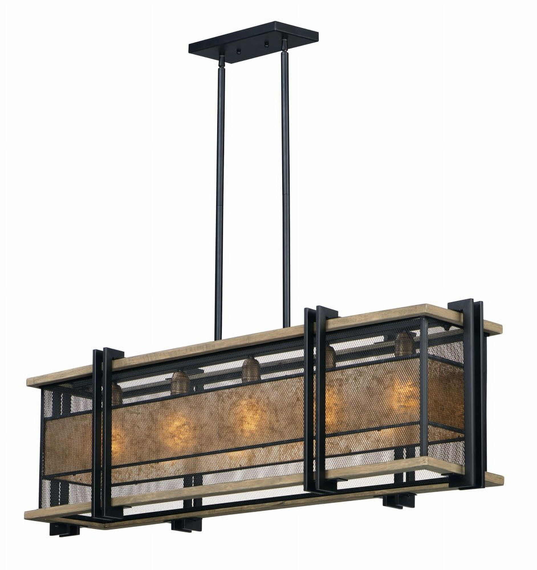 Black and Barn Wood Glass Island Pendant Light