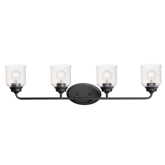 12264CDBK Maxim Lighting Acadia-Bath Vanity Light-Bell Shaped Glass Shades-10.5 inches high-Black Finish-4 Bulb Count