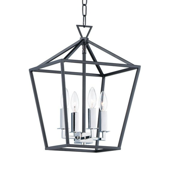 25152TXBPN Maxim Lighting Abode-Four Light Chandelier-12 Inches wide by 18 inches high-Textured Black/Polished Nickel Finish -Traditional