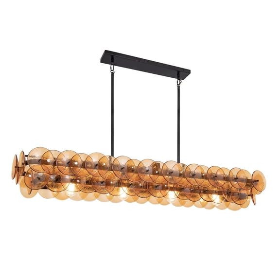 21826AMGM Maxim Lighting Loren - 5 Light Linear Chandelier-8 Inches Tall and 15 Inches Wide-Gunmetal Finish-Amber Glass Color
