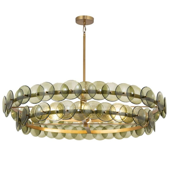 21824GNWBR Maxim Lighting Loren - 8 Light Chandelier-9.5 Inches Tall and 42 Inches Wide-Weathered Brass Finish-Green Vintage Glass Color