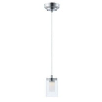 Maxim Lighting Mod - 4" 8W 1 LED Mini Pendant, Satin Nickel Finish with Clear/Frosted Glass