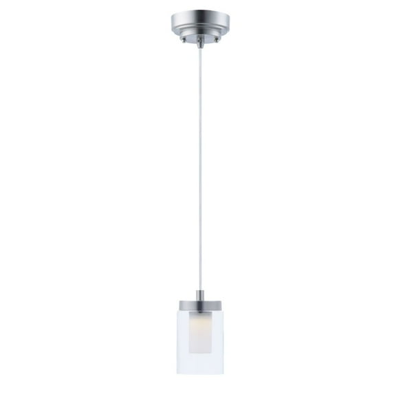 Maxim Lighting Mod - 4" 8W 1 LED Mini Pendant, Satin Nickel Finish with Clear/Frosted Glass