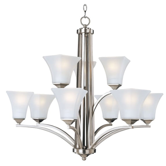 20096FTSN Maxim Lighting Aurora-Nine Light 2-Tier Chandelier in Contemporary style-31.5 Inches wide by 30 inches high-Satin Nickel Finish