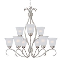 10128FTSN Maxim Lighting Basix-9 Light 2-Tier Chandelier in Contemporary style-32 Inches wide by 32.75 inches high     -Traditional Installation