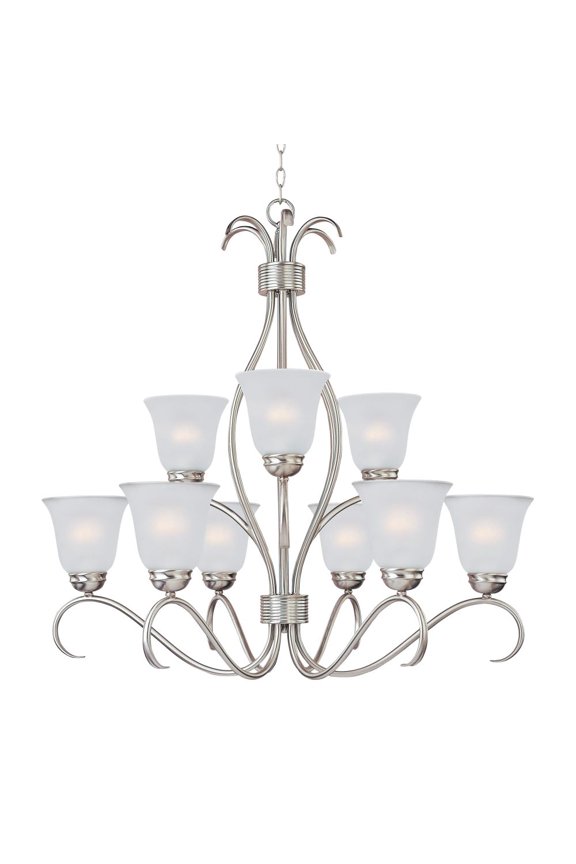 10128FTSN Maxim Lighting Basix-9 Light 2-Tier Chandelier in Contemporary style-32 Inches wide by 32.75 inches high     -Traditional Installation
