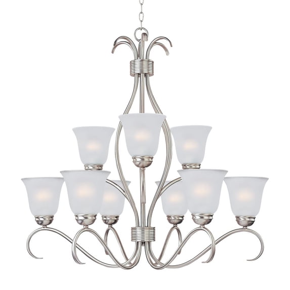 10128FTSN Maxim Lighting Basix-9 Light 2-Tier Chandelier in Contemporary style-32 Inches wide by 32.75 inches high -Traditional Installation