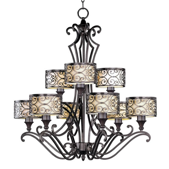-Nine Light 2-Tier Chandelier In Mediterranean Style-34 Inches Wide By 36.5 Inches High     -Traditional Installation Maxim Lighting 21156Whub