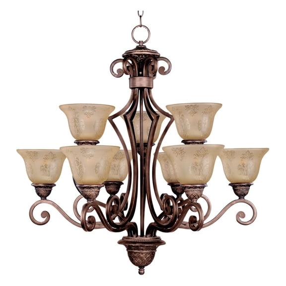 11245SAOI Maxim Lighting Symphony-9 Light 2-Tier Chandelier in Mediterranean style-32 Inches wide by 32 inches high     -Traditional Installation