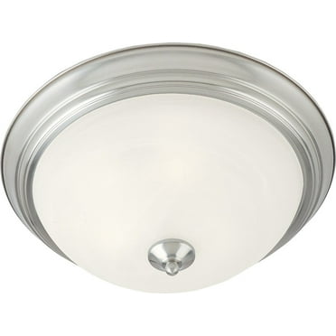 5840MRSN-Maxim Lighting-Essentials-1 Light Flush Mount in Early American style-12 Inches wide by 4 inches high-Satin Nickel Finish-Marble Glass Color