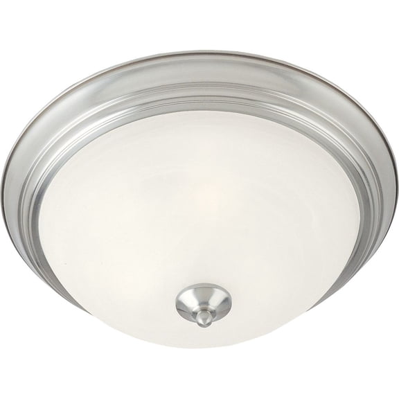5840MRSN Maxim Lighting Essentials-1 Light Flush Mount in Early American style-12 Inches wide by 4 inches high-Satin Nickel Finish-Marble Glass Color