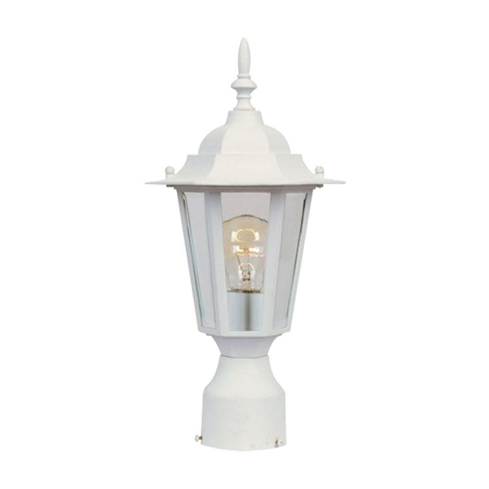 White Aluminum Outdoor Post Light with Clear Glass