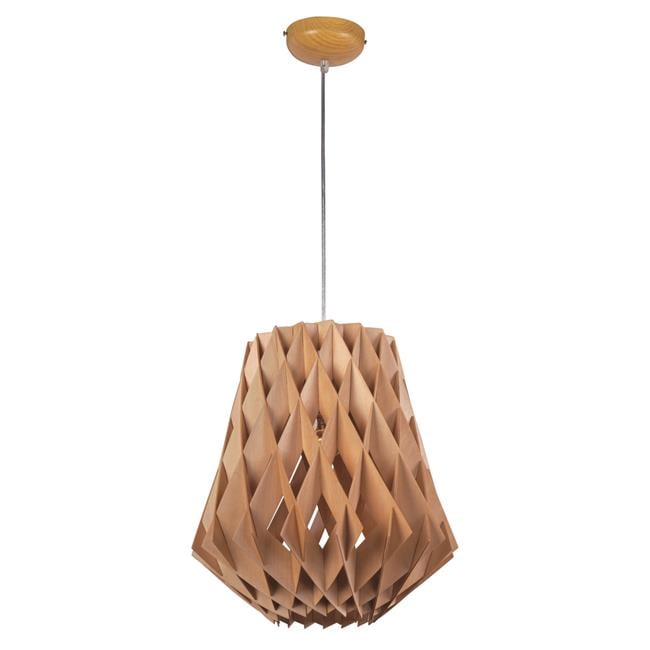 Horgen Uddo Wood Finish 1-Light Pendant with Clear Cord