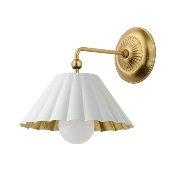 18051MWGL Maxim Lighting Primrose - 1 Light Wall Sconce-11 Inches Tall and 10 Inches Wide-Matte White/Gold Leaf Finish