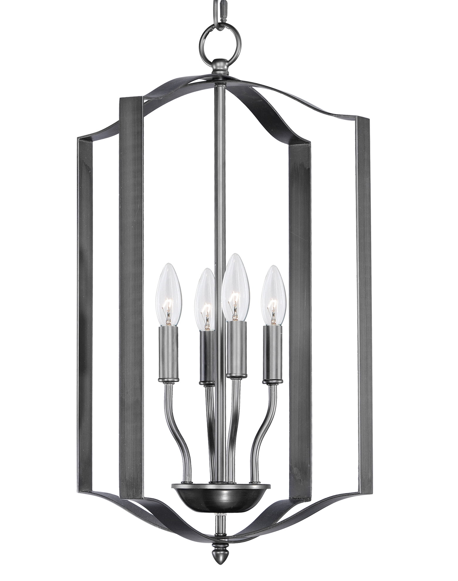 Elegant Black 4-Light Candelabra Pendant with Adjustable Height