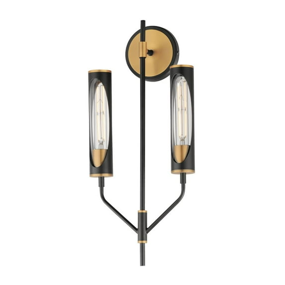 16170CLBKAB Maxim Lighting Regent - 12W 2 LED Wall Sconce-22.5 Inches Tall and 10 Inches Wide-Black/Antique Brass Finish