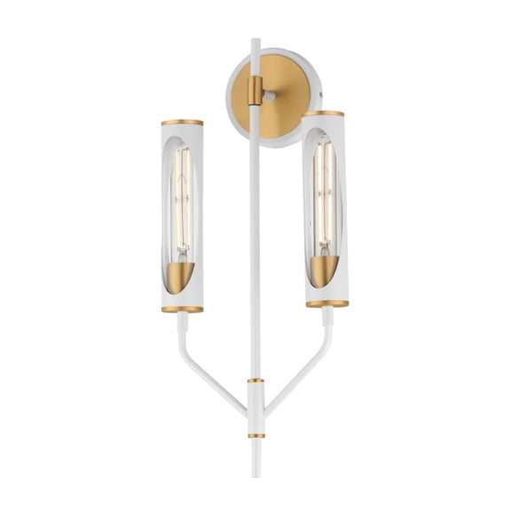 16170CLLFGNAB Maxim Lighting Regent - 12W 2 LED Wall Sconce-22.5 Inches Tall and 10 Inches Wide-Light French Gray/Natural Aged Brass Finish