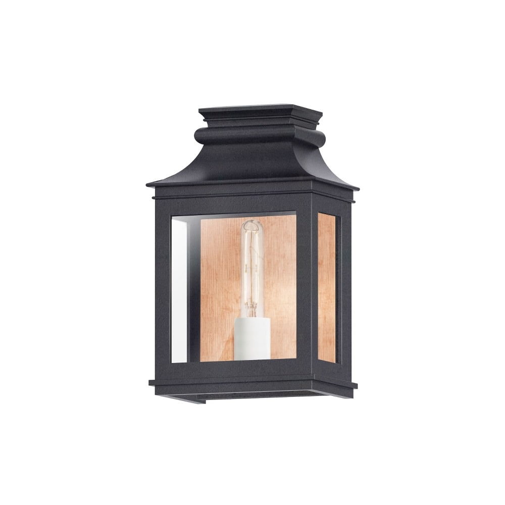 Antique Copper and Black Outdoor Wall Sconce with Clear Glass