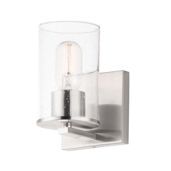 Sleek 1 - Light Satin Nickel / Silver Industrial / Modern / Transitional Incandescent Glass And Steel